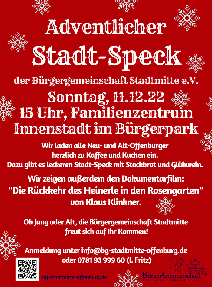 Plakat adventlicher Stadt-Speck